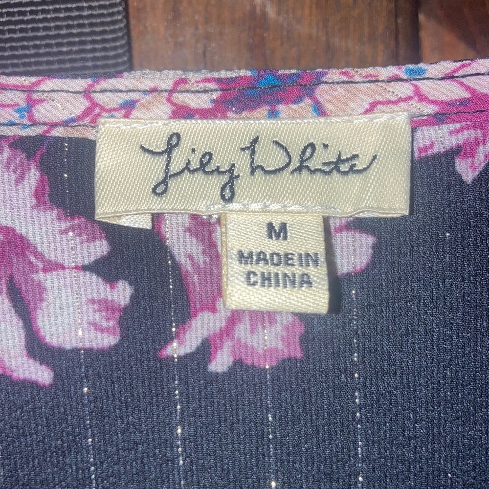 Lily White Black Floral Blouse - Picture 3 of 5